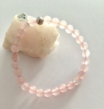 Pink Self Nurturing Rose Quartz Silver Bracelet, 2 of 10