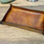 Personalised Rectangle Burnt Tan Leather Desk Tray, thumbnail 3 of 12