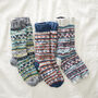 Fair Trade Fair Isle Wool Unisex Slipper Socks, thumbnail 3 of 10