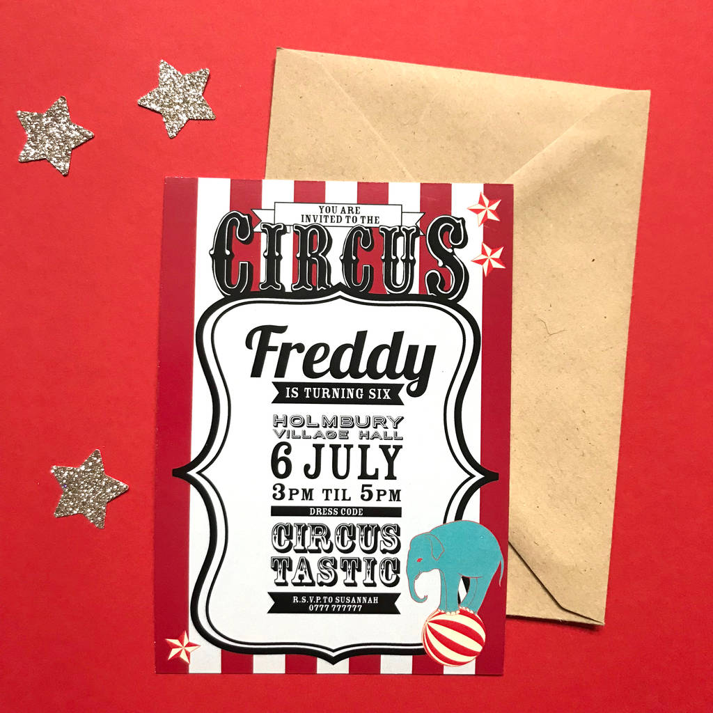 Vintage Circus Party Invitation Pack Of Eight, 1 of 4