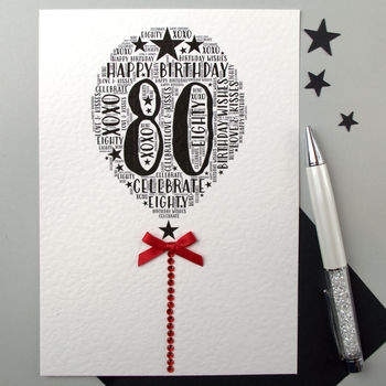80th Happy Birthday Balloon Sparkle Card, 10 of 12
