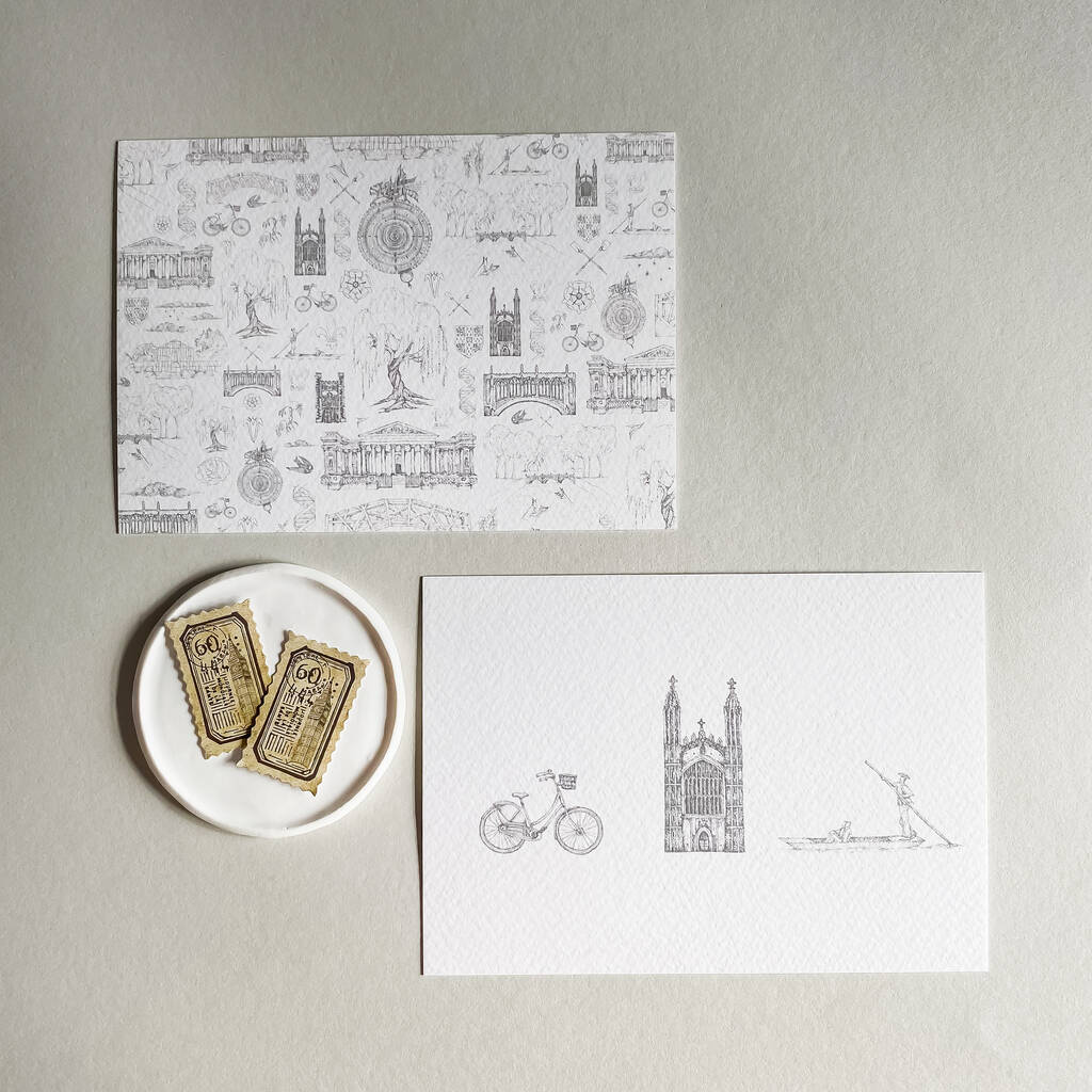 Tissue Wrapped Cambridge Stationery Set By Sleepy Bee Studio