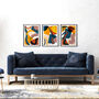 Blue And Yellow Oversized Abstract Print Set Of Three, thumbnail 3 of 12