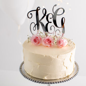 Personalised Script Couples Initials Cake Topper, 2 of 4