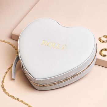 Personalised Name Heart Travel Jewellery Case, 6 of 7