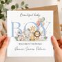 Safari New Baby Card, Blue Welcome To The World Card, thumbnail 1 of 3