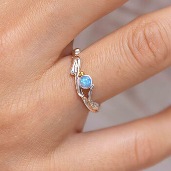 Molten Sterling Silver Organic Blue Opal Ring, 2 of 7