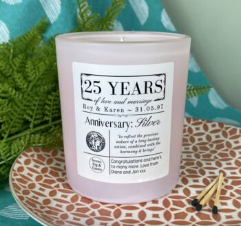 Personalised 25th Silver Anniversary Meaning Candle, 2 of 11