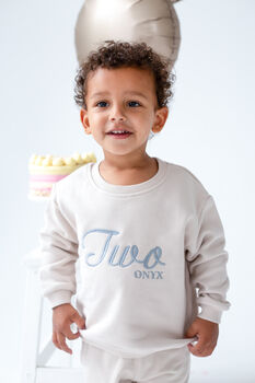 Personalised Big 'Two' Embroidered Second Birthday Sweatshirt Jumper, 4 of 7