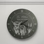 Personalised Highland Cow Natural Slate Clock, thumbnail 1 of 6