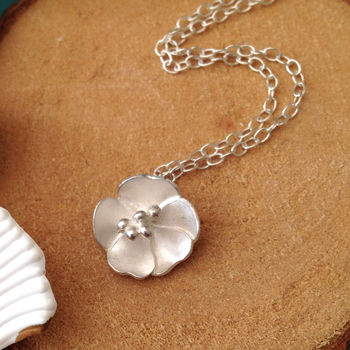 Sterling Silver Buttercup Flower Charm Necklace, 5 of 12