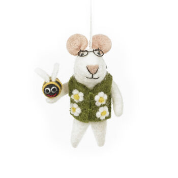 Handmade Felt Isaac The Mouse Decoration, 2 of 3