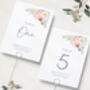 Wedding Table Number Cards Pink Peach White, thumbnail 1 of 4