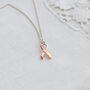 Breast Cancer Ribbon Necklace In Sterling Silver, thumbnail 9 of 9