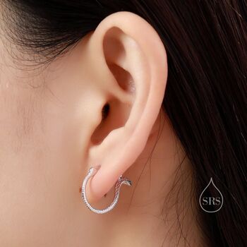 Cobra Snake Hoops Earrings In Sterling Silver, 3 of 10
