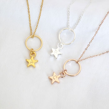 Floating Circle Necklace With Personalised Star Charm, 2 of 10