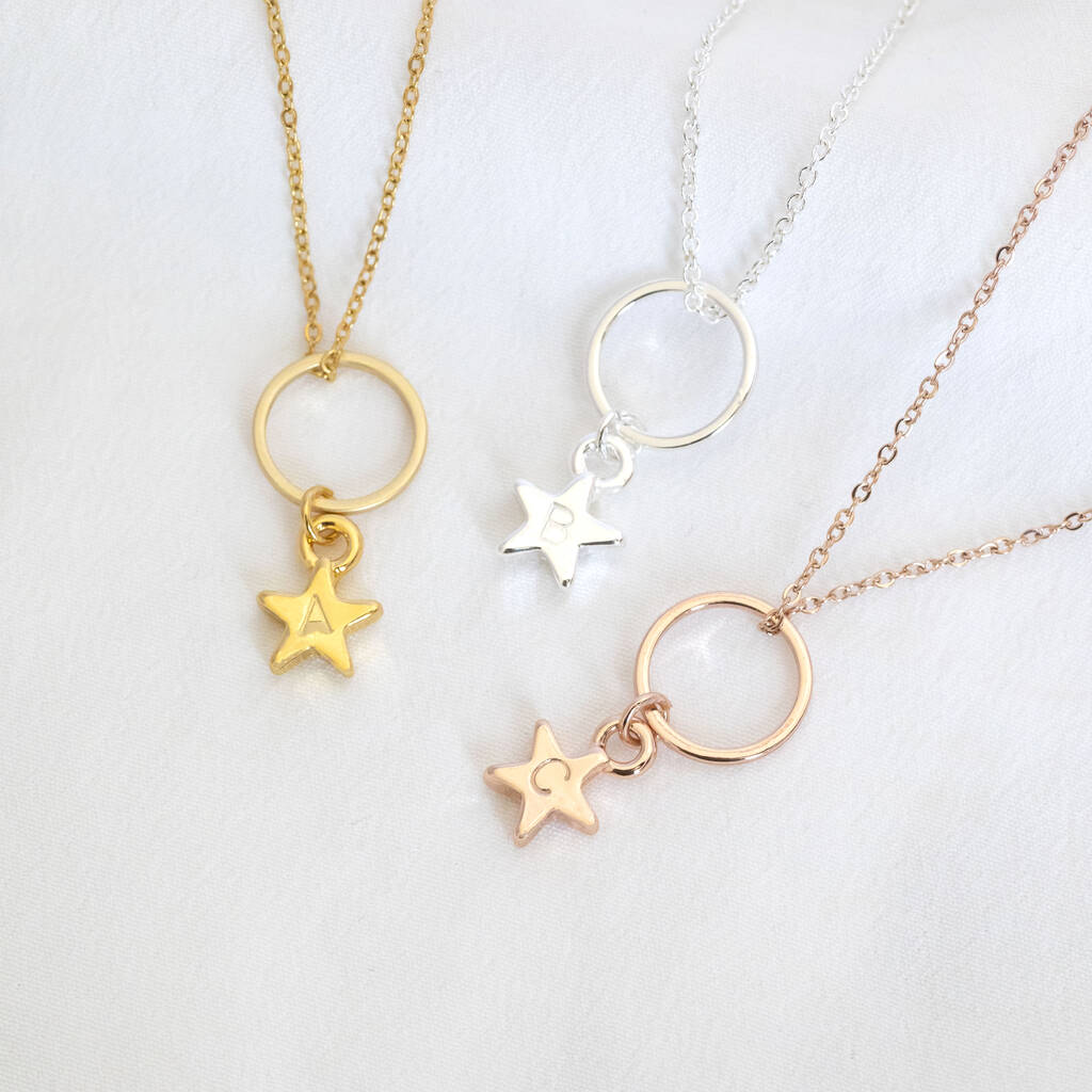 Floating Circle Necklace With Personalised Star Charm By Joy by Corrine ...