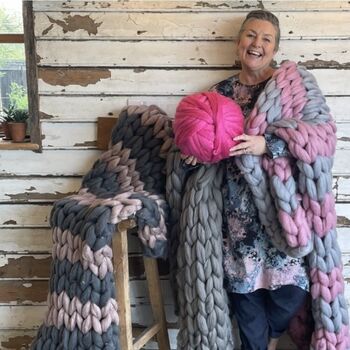Striped Blanket Arm Knitting Kit, 3 of 6