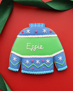 Biscuiteers Hand Iced Personalised Christmas Jumper Letterbox Biscuit, 2 of 2