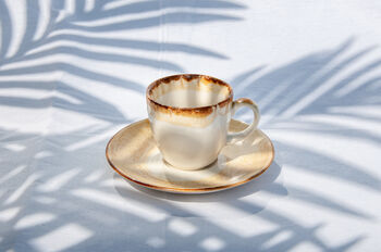 White Set Of Six Porcelain Espresso Cup And Saucer, 4 of 12