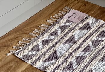 Beige Triangle Patterned Rug, 69cm X 114cm, 2 of 3