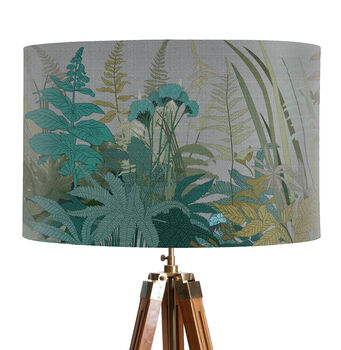 Hedgerow Lampshade In Blues And Green On Grey, 4 of 7