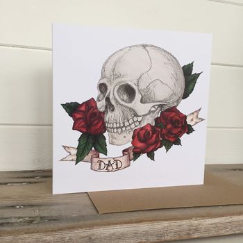 Skull And Rose Tattoo Style 'Dad' Card, 3 of 3