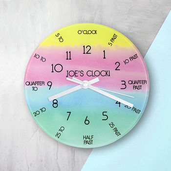 Personalised Colourful Large Learning Wall Clock Kids, 2 of 2