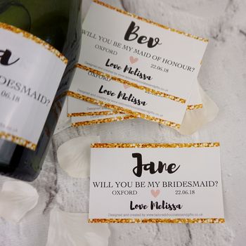 Will You Be My Bridesmaid Mini Champagne Label B And G, 2 of 4