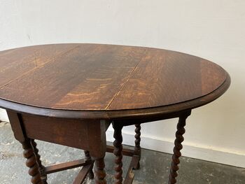 Edwardian Oak Drop Leaf Side Table, 9 of 9