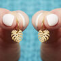 Gold Plated Palm Tree Hoop Earrings, thumbnail 1 of 5