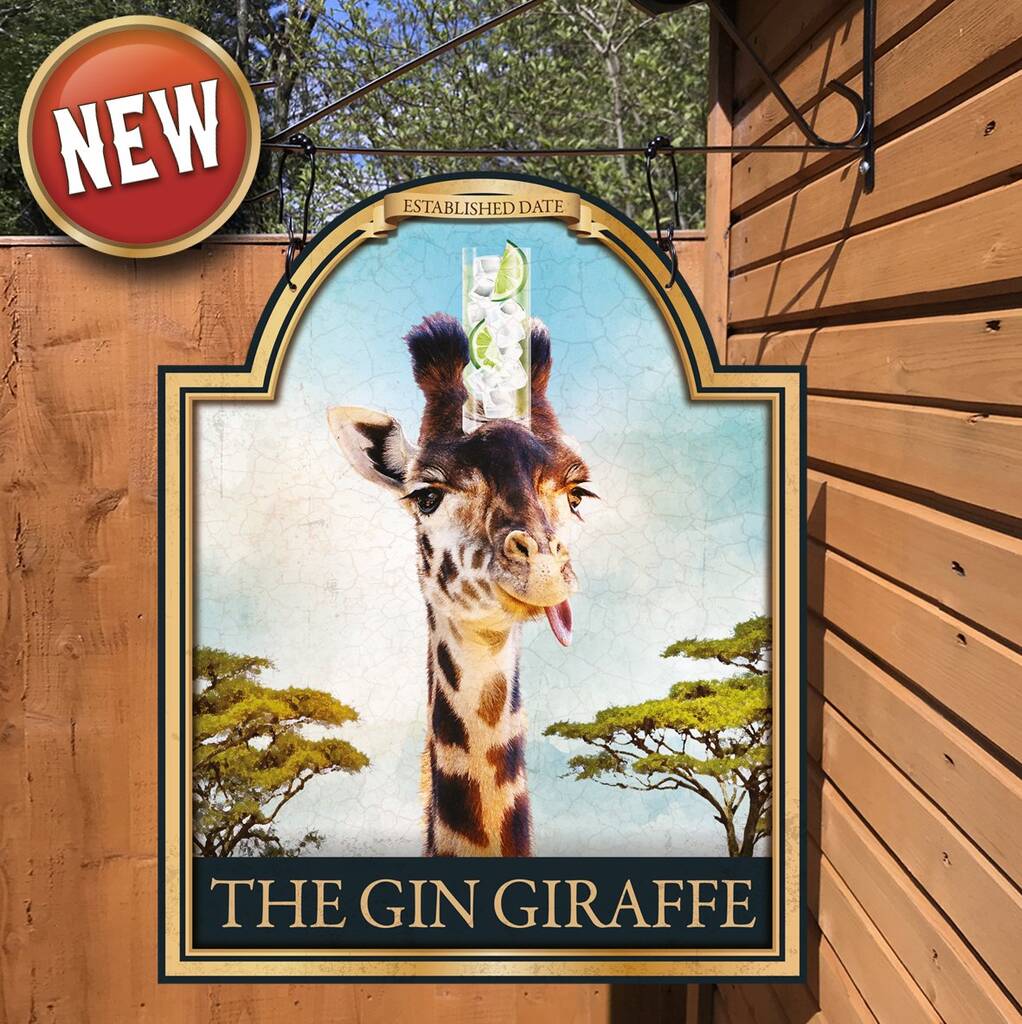 The Gin Giraffe. Personalised Bar Sign, 1 of 9