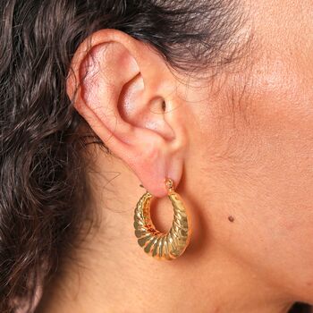 Twisted Rope Creole Hoop Earrings In Gold, 2 of 4