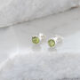 Birthstone Stud Earrings August: Peridot And Silver, thumbnail 1 of 4