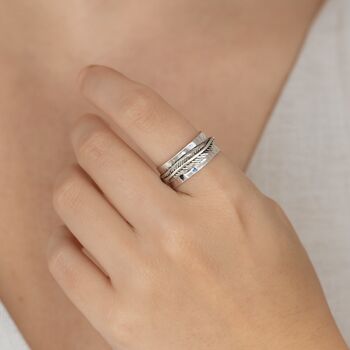 Personalised Sterling Silver Feather Spinner Ring – 10mm, 2 of 8