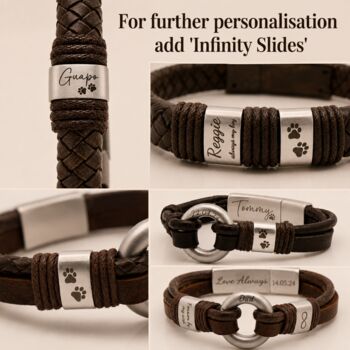 Personalised Black Leather Memorial Bracelet With 'Circle Of Life' Urn For Ashes, 10 of 12