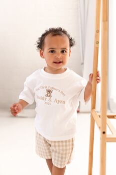 'Our First Father's Day' Personalised Embroidered Bear T Shirt, 5 of 5