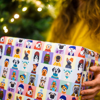 Cute Winter Dog Christmas Wrapping Paper Two Sheets, 5 of 8