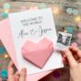 Welcome To The World New Baby Card: Handmade Origami Heart Keepsake Gift, Baby Boy, Baby Girl, Twins, thumbnail 3 of 8