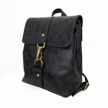 Handcrafted Small Black Leather Backpack, 2 of 6