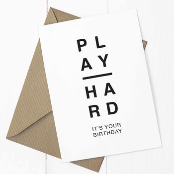 'Play Hard' A6 Greetings Card, 3 of 3