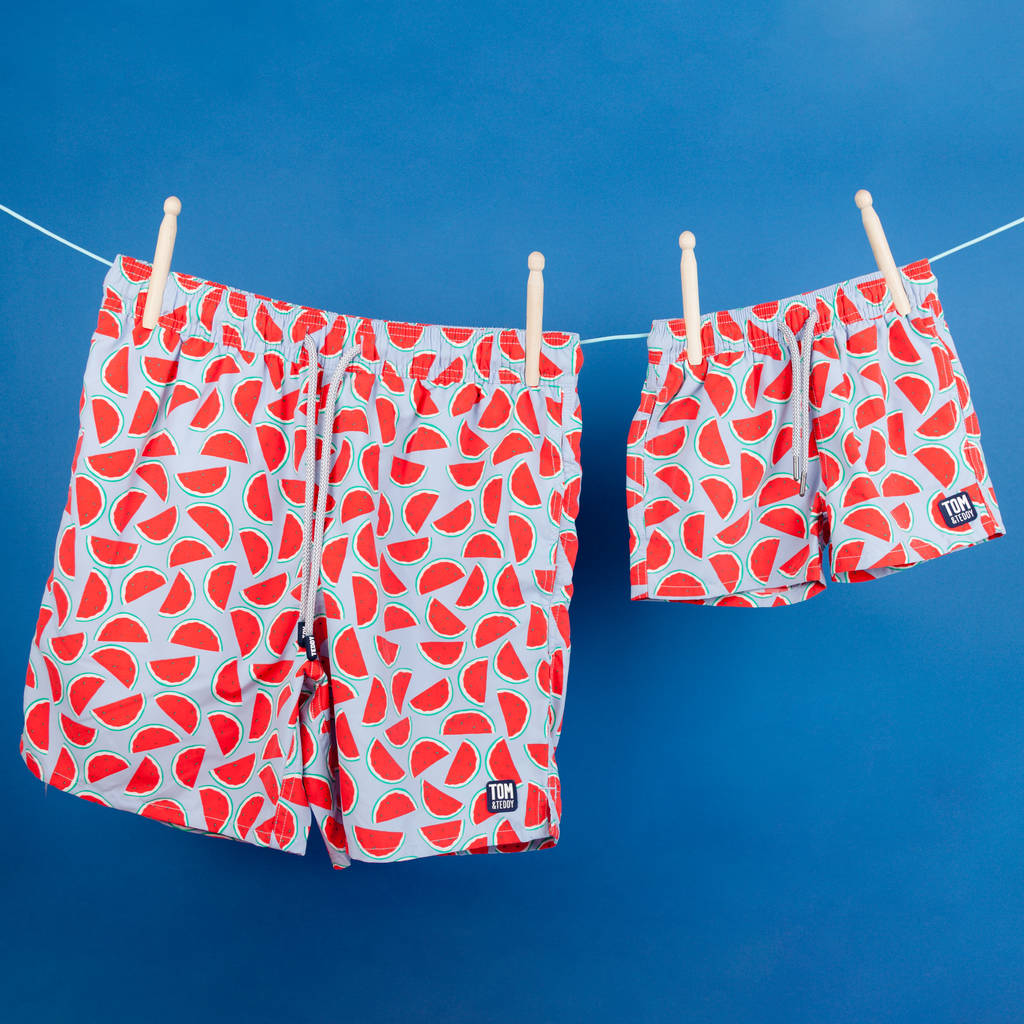 Father And Son Matching Watermelon Swim Shorts By Tom and Teddy ...