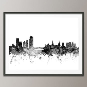 Leeds Skyline Cityscape Black And White Art Print, 3 of 6