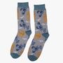 Men's Bamboo Socks Grey Ocean Lobsters, thumbnail 1 of 3