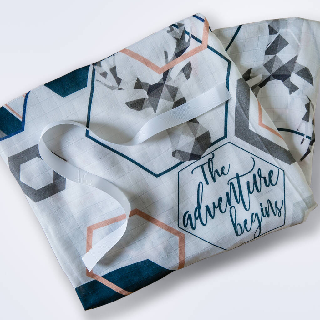 Contemporary Stag Print Baby Muslin, 1 of 6
