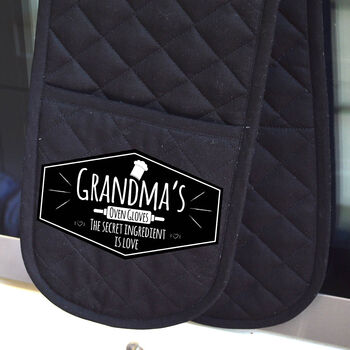 Black Personalised Grandma’s Oven Gloves, 2 of 5