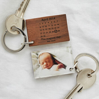 Personalised Photo Wood And Acrylic Calendar Keyring, 3 of 4