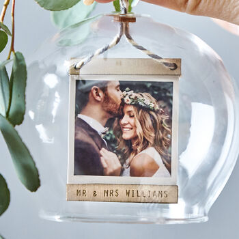 Personalised First Married Christmas Photo Dome Bauble, 2 of 2