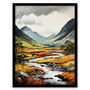 Glencoe Valley Scotland Mountain Range Art Print, thumbnail 1 of 3