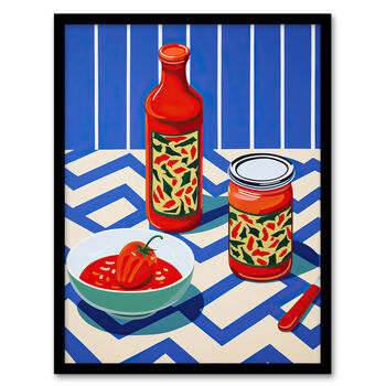 Ketchup Later Blue Red Bright Kitchen Wall Art Print, 5 of 6